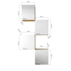 Küchenmöbel-Set 'Merle 7' weiß/eichefarben 4 x Oberschränke 50 cm
