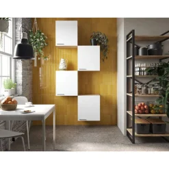 Küchenmöbel-Set 'Merle 7' weiß/eichefarben 4 x Oberschränke 50 cm