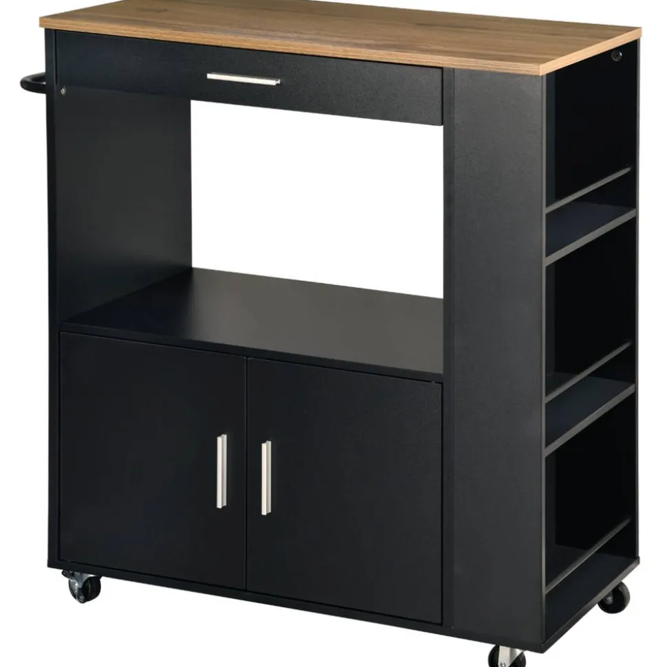 Küchenrollwagen schwarz 75 x 88 x 40 cm