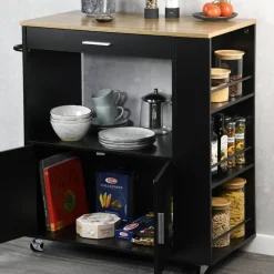 Küchenrollwagen schwarz 75 x 88 x 40 cm