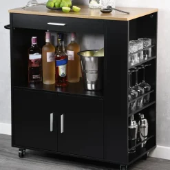Küchenrollwagen schwarz 75 x 88 x 40 cm