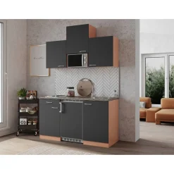 Küchenzeile 'Gerda' mit E-Geräten grau 150 cm