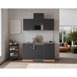 Küchenzeile 'Gerda' mit E-Geräten grau 150 cm