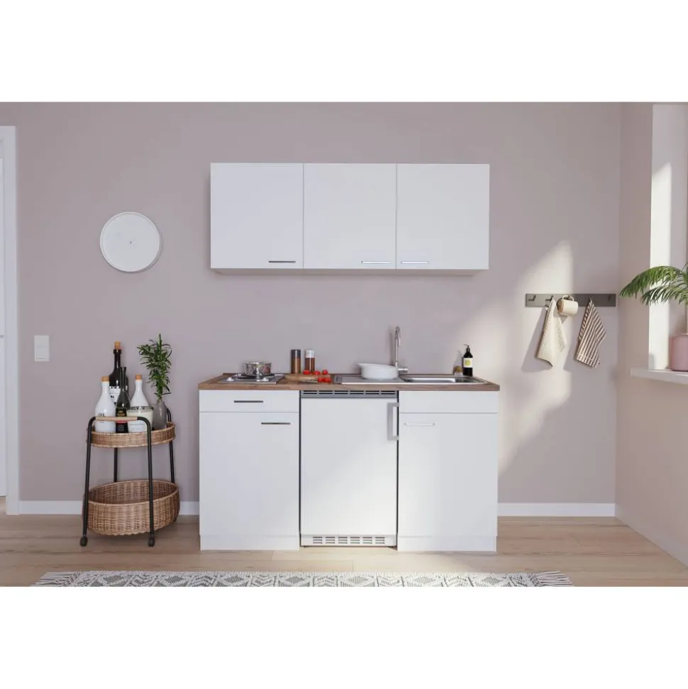 Küchenzeile 'Luis' mit E-Geräten weiß 150 cm