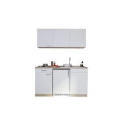 Küchenzeile 'Luis' mit E-Geräten weiß/eichefarben 150 cm