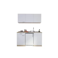 Küchenzeile 'Luis' mit E-Geräten weiß/eichefarben 150 cm