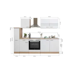 Küchenzeile 'Merle' mit E-Geräten KB240ESGC grau/eichefarben 240 cm