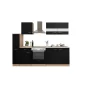 Küchenzeile 'Merle' mit E-Geräten KB240ESSC schwarz/eichefarben 240 cm