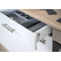 Küchenzeile 'Merle' mit E-Geräten KB210ESWSC weiß/eichefarben 210 cm