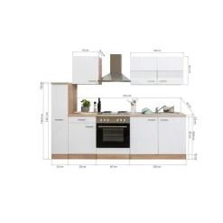 Küchenzeile 'Merle' mit E-Geräten KB240ESG grau/eichefarben 240 cm