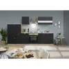 Küchenzeile 'Merle' mit E-Geräten KB300ESS schwarz/eichefarben 300 cm