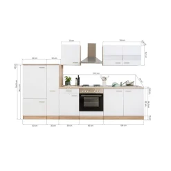 Küchenzeile 'Merle' mit E-Geräten KB300ESS schwarz/eichefarben 300 cm