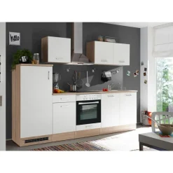 Küchenzeile mit E-Geräten 'Petunia' eichefarben/weiß 270 cm