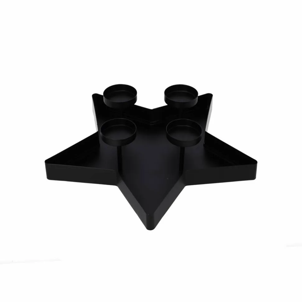 Kerzenhalter 'Stern' für 4 Kerzen schwarz