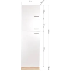 Kühl-Gefrierkombination Umbauschrank 'Merle' grau/eichefarben 60 x 200 x 60 cm