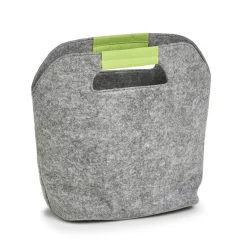 Kühltasche Filz grau/grün 24 x 28 x 16 cm