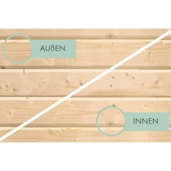Kinderspielhaus 'Frieda' Fichtenholz naturbelassen mit Rutsche anthrazit, Anbauplattform, Kletterwand 107 x 291 x 107 cm