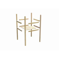 Kinderspielhaus 'Frieda' Fichtenholz naturbelassen mit Rutsche anthrazit, Anbauplattform, Kletterwand 107 x 291 x 107 cm