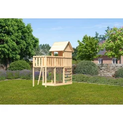 Kinderspielhaus 'Frieda' naturbelassene nordische Fichte 107 x 291 x 107 cm