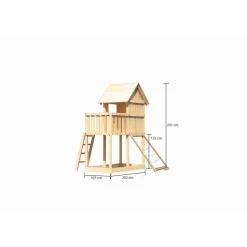 Kinderspielhaus 'Frieda' naturbelassene nordische Fichte 107 x 291 x 107 cm