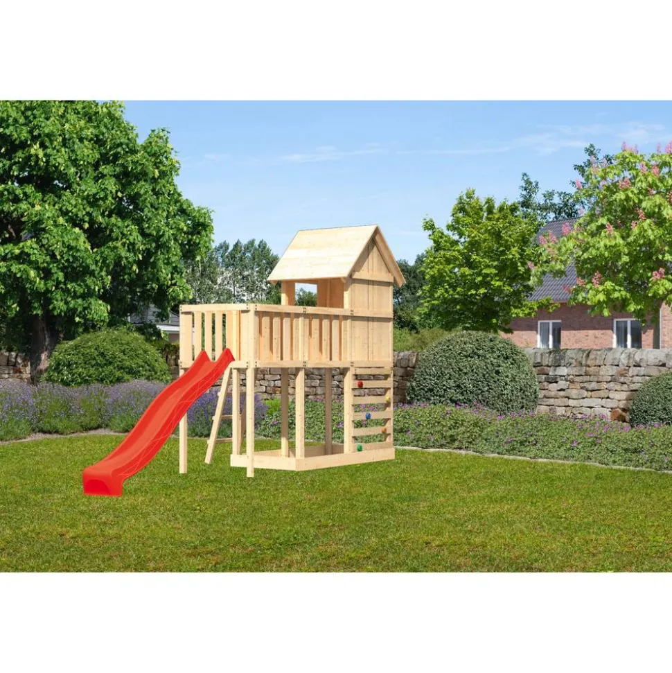 Kinderspielhaus 'Frieda' naturbelassene nordische Fichte 107 x 291 x 107 cm