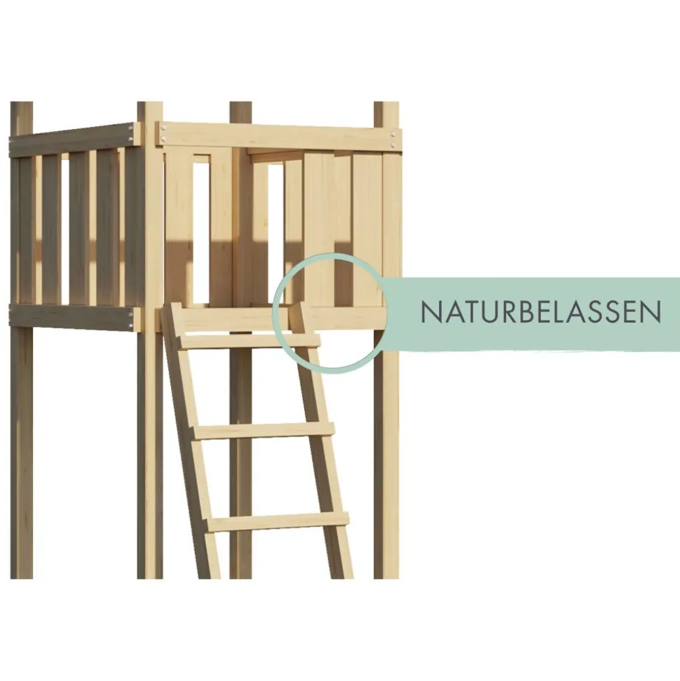 Kinderspielhaus 'Frieda' naturbelassene nordische Fichte 202 x 291 x 107 cm blau