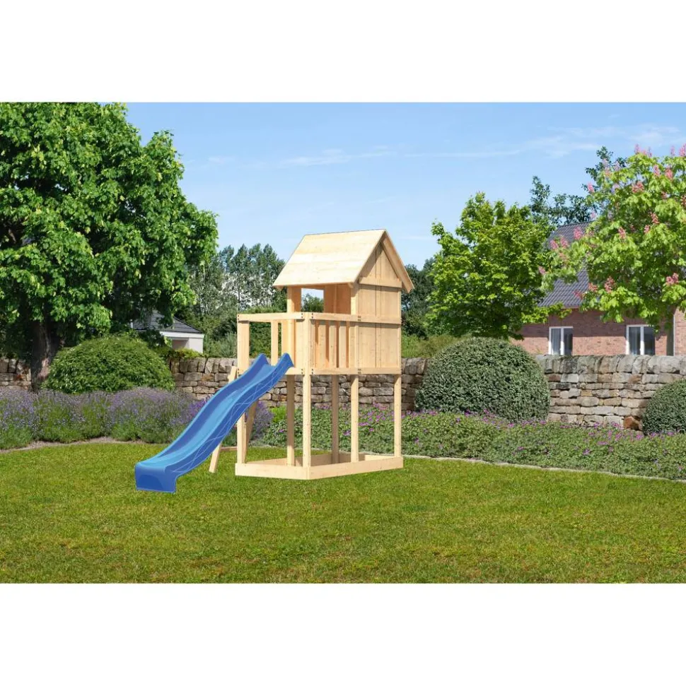 Kinderspielhaus 'Frieda' naturbelassene nordische Fichte 202 x 291 x 107 cm blau