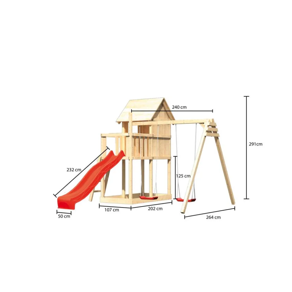 Kinderspielhaus 'Frieda' naturbelassene nordische Fichte 347 x 291 x 264 cm