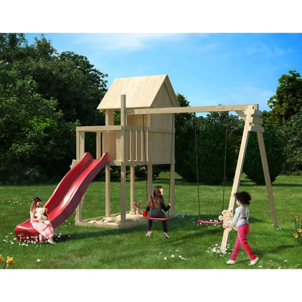 Kinderspielhaus 'Frieda' naturbelassene nordische Fichte 347 x 291 x 264 cm