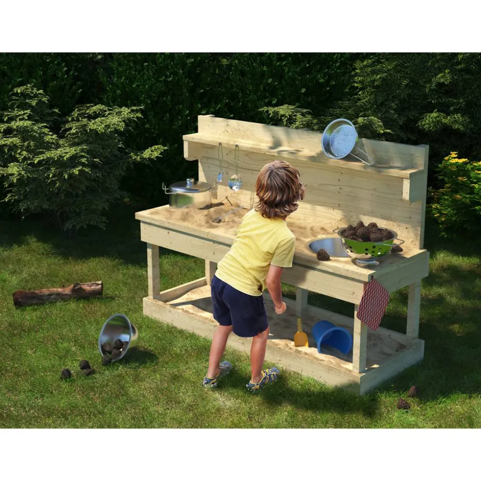 Kinderspielküche 'Tony' Fichtenholz naturbelassen 119,5 x 44 x 79 cm