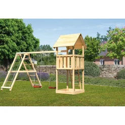 Kinderspielturm 'Lotti' Doppelschaukel, Klettergerüst, 415 x 264 x 291 cm