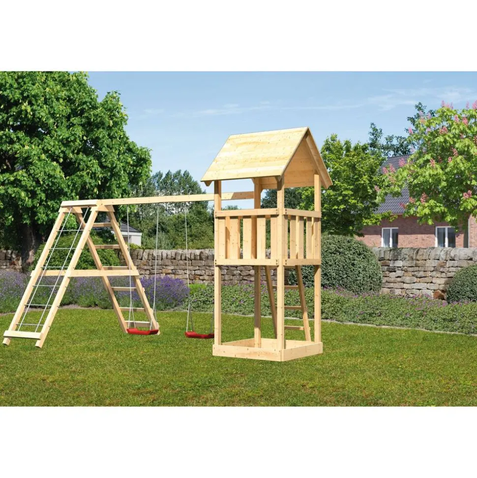 Kinderspielturm 'Lotti' Doppelschaukel, Klettergerüst, 415 x 264 x 291 cm