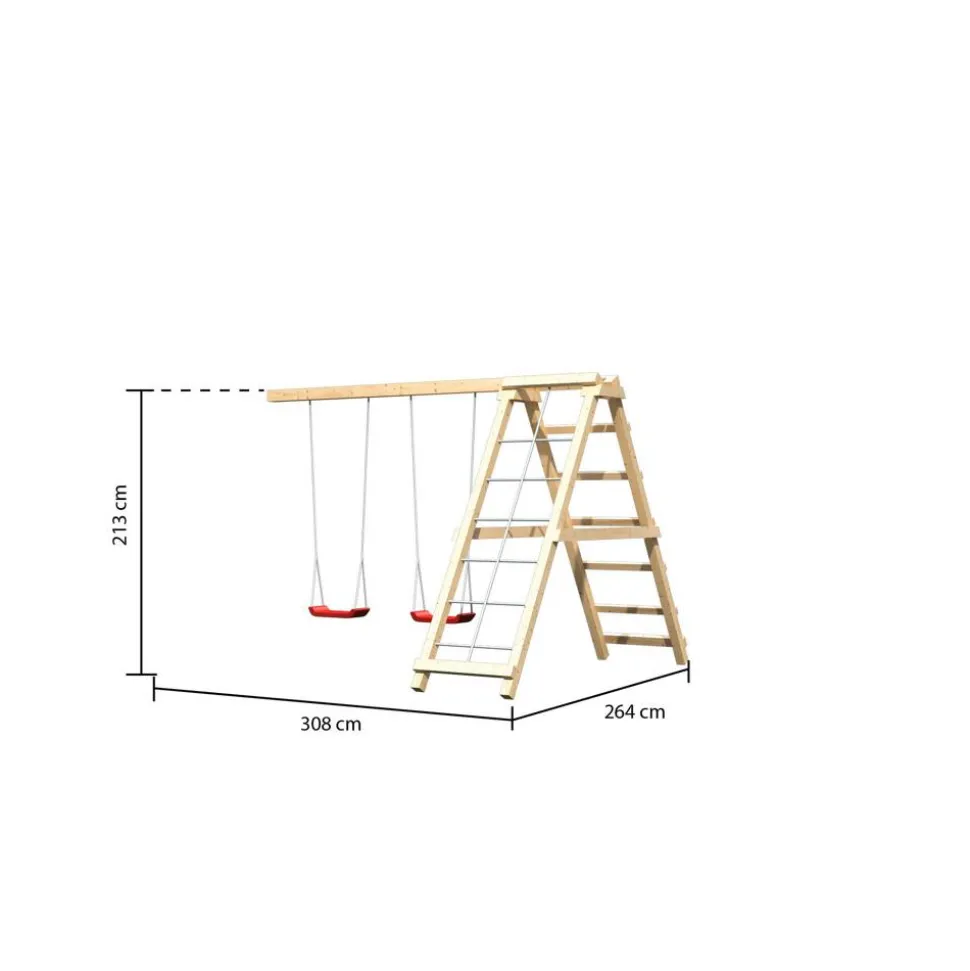 Kinderspielturm 'Lotti' naturbelassene nordische Fichte 107 x 291 x 107 cm