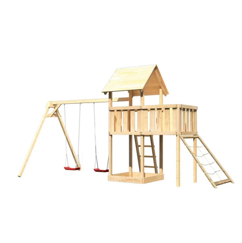 Kinderspielturm 'Lotti' naturbelassene nordische Fichte 107 x 291 x 107 cm