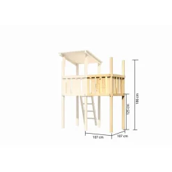 Kinderspielturm 'Lotti' naturbelassene nordische Fichte 107 x 291 x 107 cm