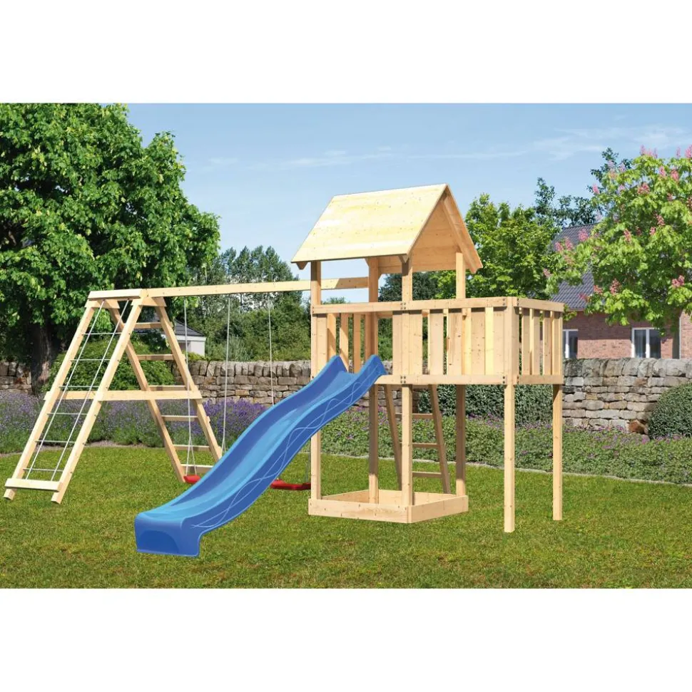 Kinderspielturm 'Lotti' naturbelassene nordische Fichte 107 x 291 x 107 cm