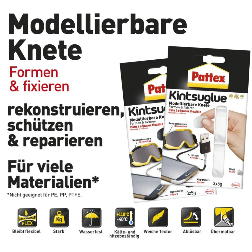 Knetkleber 'Kintsuglue' weiß 3 x 5 g