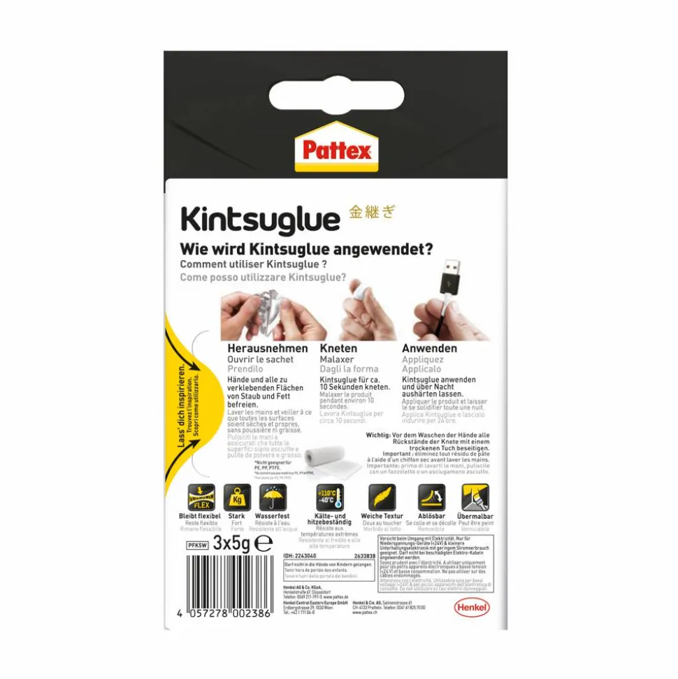 Knetkleber 'Kintsuglue' weiß 3 x 5 g