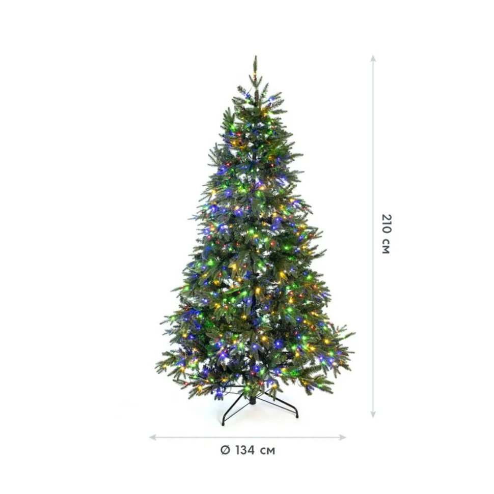 Künstlicher Weihnachtsbaum 'Sherwood' Fichte mit 800 LEDs in warmweiß/bunt, Fernbedienung, Ständer Ø 134 x 210 cm