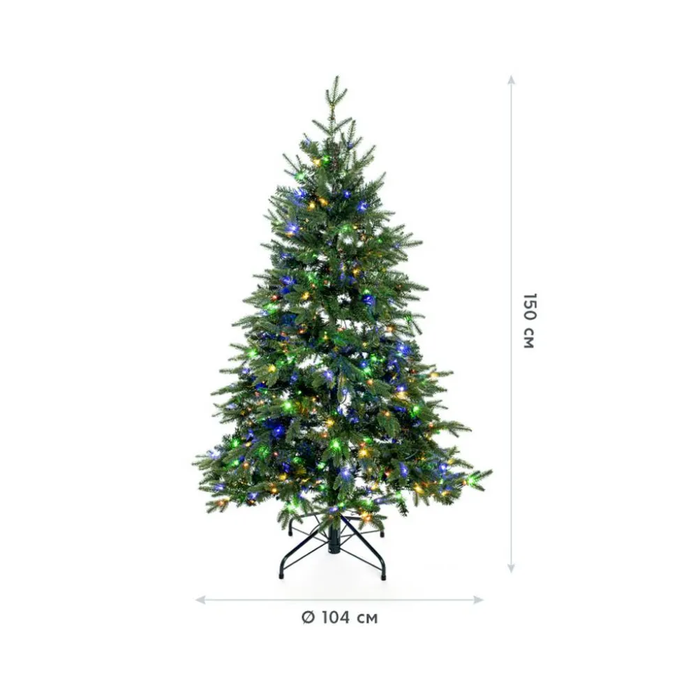 Künstlicher Weihnachtsbaum 'Sherwood' Fichte mit 450 LEDs in warmweiß/bunt, Fernbedienung, Ständer Ø 104 x 150 cm