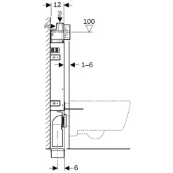 KombifixBasic-Element für Wand-WC 108 cm mit Delta Unterspülkasten
