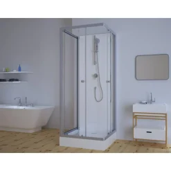 Komplettdusche 'White Wave' mit Schiebetür silber 80 x 80 cm