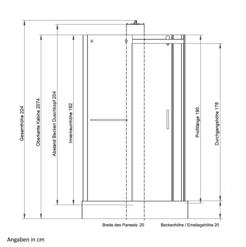 Komplettduschkabine 'Korsika' 120 x 80 x 220 cm links/rechts