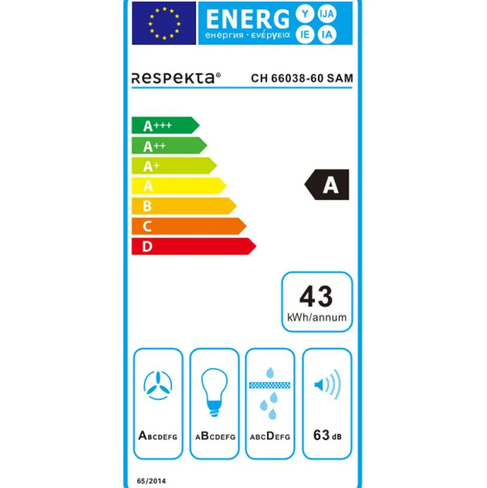 Kopffreie Schräghaube 'CH66038-60SAM' schwarz Stahlblech/Glas 59,5 cm
