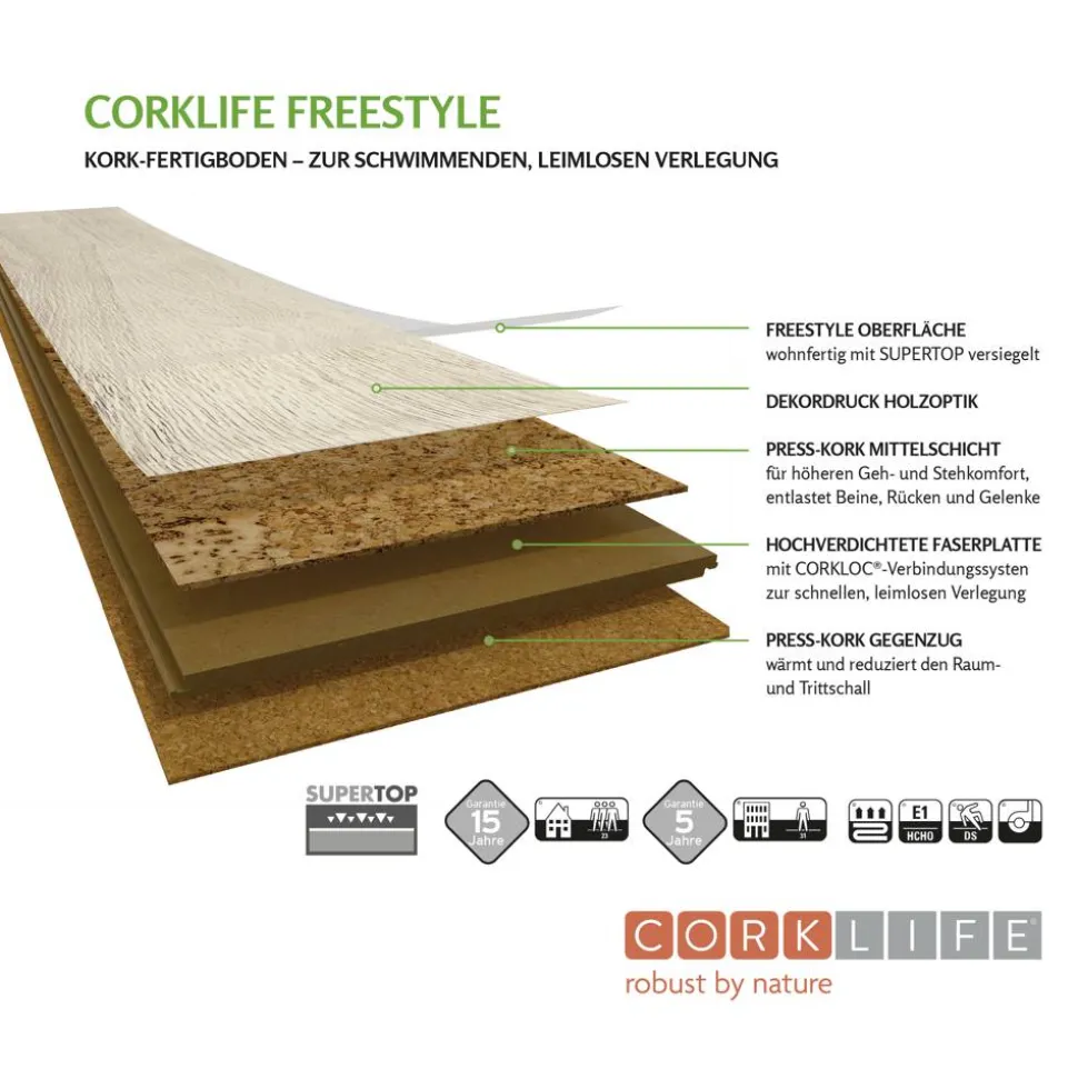Korkboden 'Freestyle' Oak Cliff Moccassin braun 10,5 mm