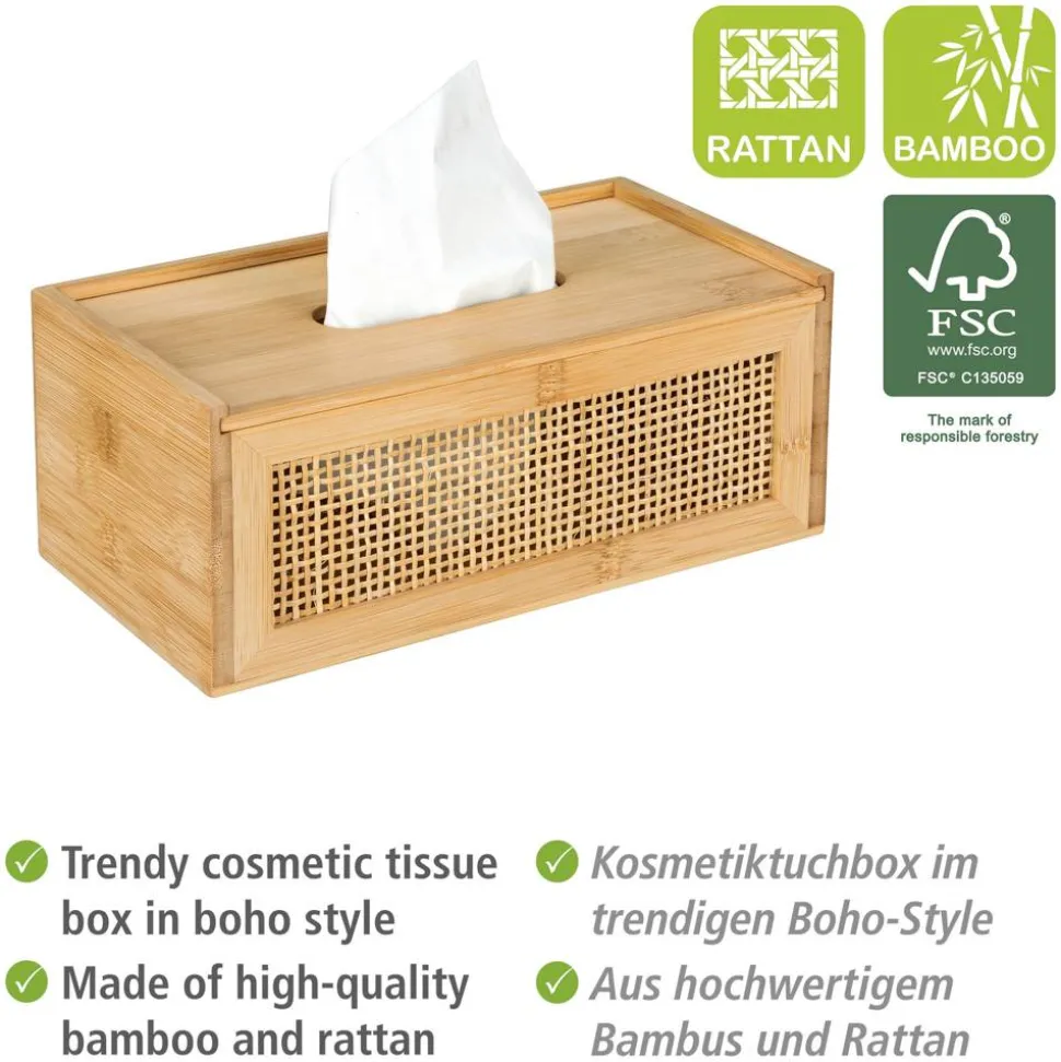 Kosmetiktuchbox 'Allegre' Bambus/Rattan 25 x 13 x 10 cm