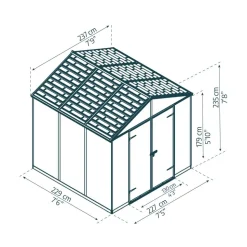 Kunststoff-Gerätehaus 'Rubicon' 237 x 229 cm Polycarbonat dunkelgrau