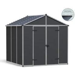 Kunststoff-Gerätehaus 'Rubicon' 237 x 229 cm Polycarbonat dunkelgrau