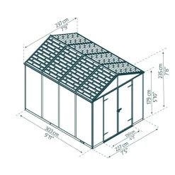 Kunststoff-Gerätehaus 'Rubicon' 237 x 303 cm Polycarbonat dunkelgrau