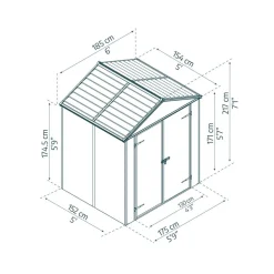 Kunststoff-Gerätehaus 'Rubicon' 185 x 154 cm Polycarbonat dunkelgrau